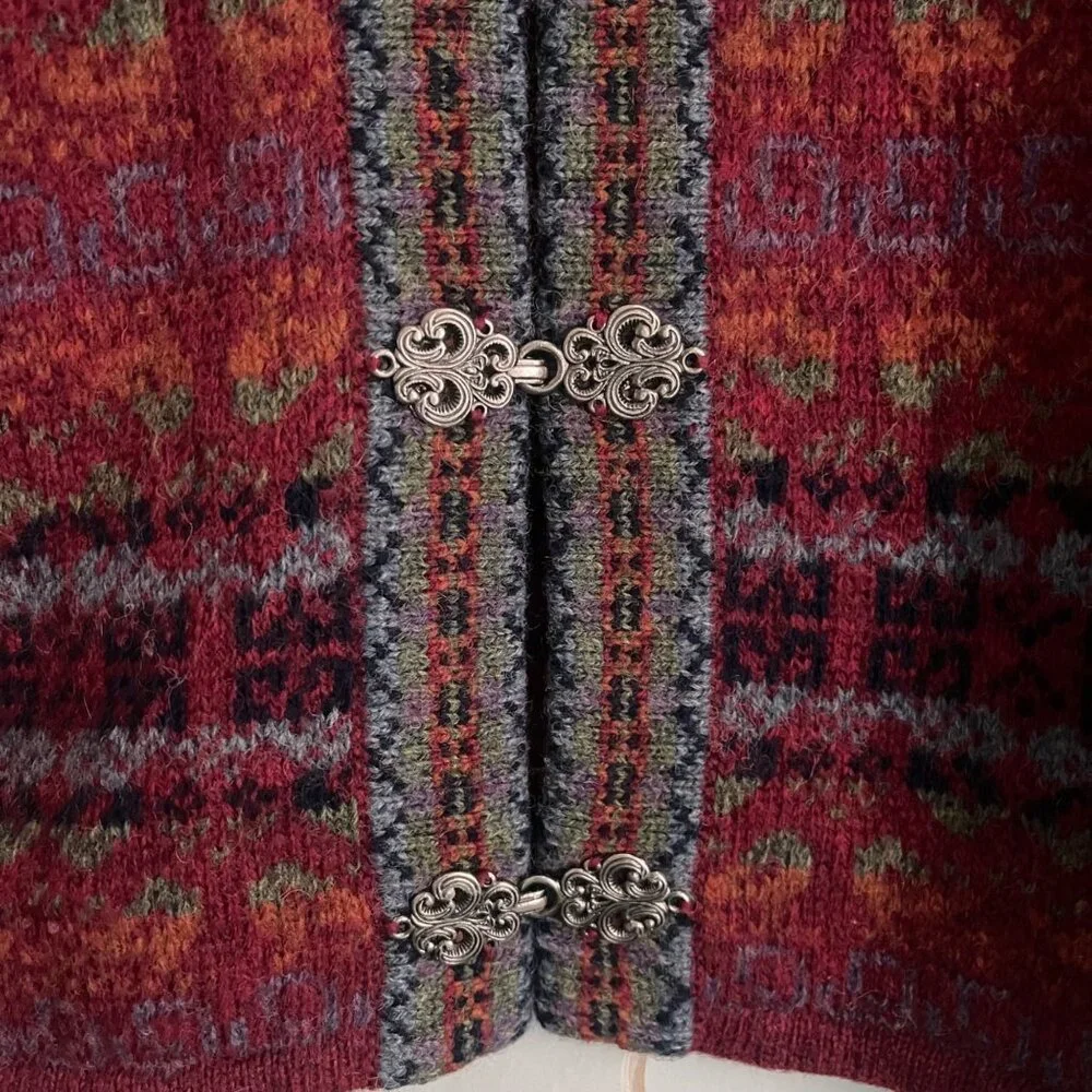 Vintage Petite Sophisticate Womens Fair Isle Wool Cardigan Size PM Cottagecore
